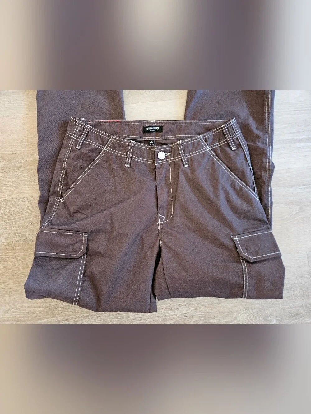 True Religion Bracken Men’s Chocolate Brown Cargo Pants 34x32 NWT - $164